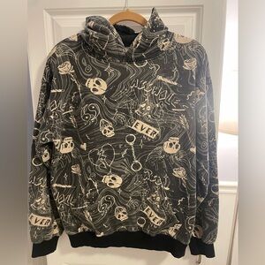 Y2K A$$HOLES Live Forever Mens Hoodie Black Gray Skulls Sz Medium